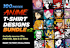 deliver 100 anime vectors tshirt designs bundle 2