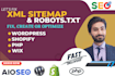 fix and optimize XML sitemaps and robots txt for wordpress, shopify PHP