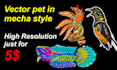 create vector pet in mecha style