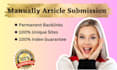 do 45 article submission, publish, posting with da 60 plus