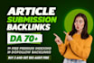 build 200 high da article submission contextual backlinks