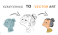 turn hand drawn sketch into colorful vector art illustration