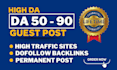 write and publish guest posts on high da sites with dofollow authority backlinks