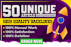 make 50 unique article submission contextual backlinks