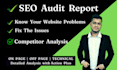 provide website SEO audit report, competitor analysis and action plan