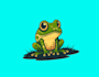 design creative frog cartoon, mascot logo with satisfaction guaranteed