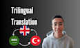 manually translate your text in turkish, english, and arabic