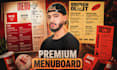 design a premium restaurant menu and digital menu board