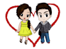 make a drawing of a chibi couple
