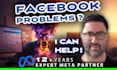 setup, audit, troubleshoot facebook meta business manager, ad account problems