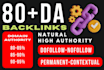 manually create backlinks on 80 plus domain authority websites