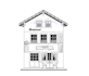 draw black and white illustration of a house or any bulding
