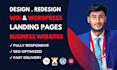 design or redesign wix landing page wordpress landing page or any website