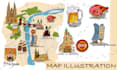 draw a custom digital map illustration of city or fictional  place