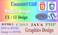 do commercial website design using HTML and CSS