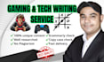 write engaging SEO gaming articles and blog posts for video games