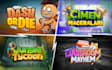 make unique playful 3d title game logo design for steam