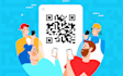 design qr code sticer card with call to acton text