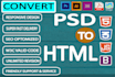 convert PSD to HTML, CSS bootstrap responsive website