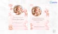 provide editable pink bear balloon christening invitation