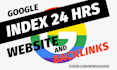 index website and backlinks in google with in 24 hours