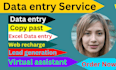 do accurate data entry copy past  web recharge  and virtual assistant