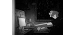 animate a black and white visual loop lo fi style