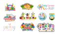 design preschool, playground, soft play, bouncy castle logo