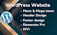 design and fix header, footer, menu and mega menu for wordpress website