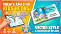 create kids learning books, alphabet and storybook scenes