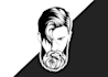 design a black and white stencil art, face portrait logo