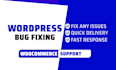 fix wordpress problems, elementor issues, woocommerce bugs