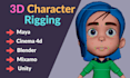 do 3d character rigging in maya, cinema 4d, blender, mixamo, unity