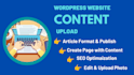 do content upload, article upload, publish blog post on wordpress and other site