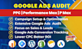 audit and optimize google ads PPC campaign, performance max for local business
