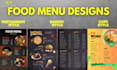 design your food menu, restaurant menu, or digital menu