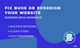 fix bugs or redesign business website HTML CSS javascript