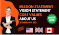 write inspiring mission and vision statement with company intro