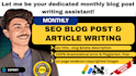do 20 blog posts and seo article writing monthly with images