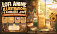create lofi, anime style illustrations and animated loops, twitch alerts