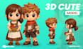 design 3d cute character, people, mascot, animal, cartoon, character modeling