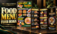 design restaurant menus, food flyers, posters and digital menu boards