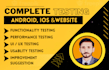 test and review website testing, app testing, for bugs UI UX usability issues