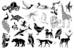 draw stylized objects and animals black and white