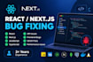 fix react nextjs javascript bugs and frontend issues