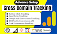 do cross domain tracking setup for ecommerce, lead form, booking via GTM