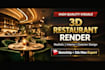 design modern restaurant or cafe interior with 3d render