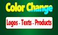 color change logo, texts, clothes, and products perfectly