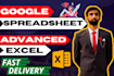 help you with custom excel spreadsheet and google sheets