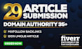 create 29 article submission backlinks off page SEO